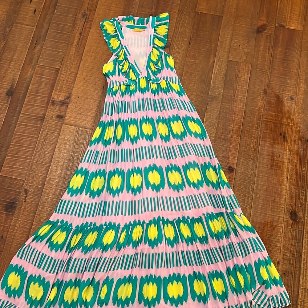 Oliphant Ruffle V-Neck Maxi Dress